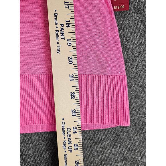 Merona womens cardigan sz L mid sleeve button up hot pink summer barbie - Picture 8 of 8